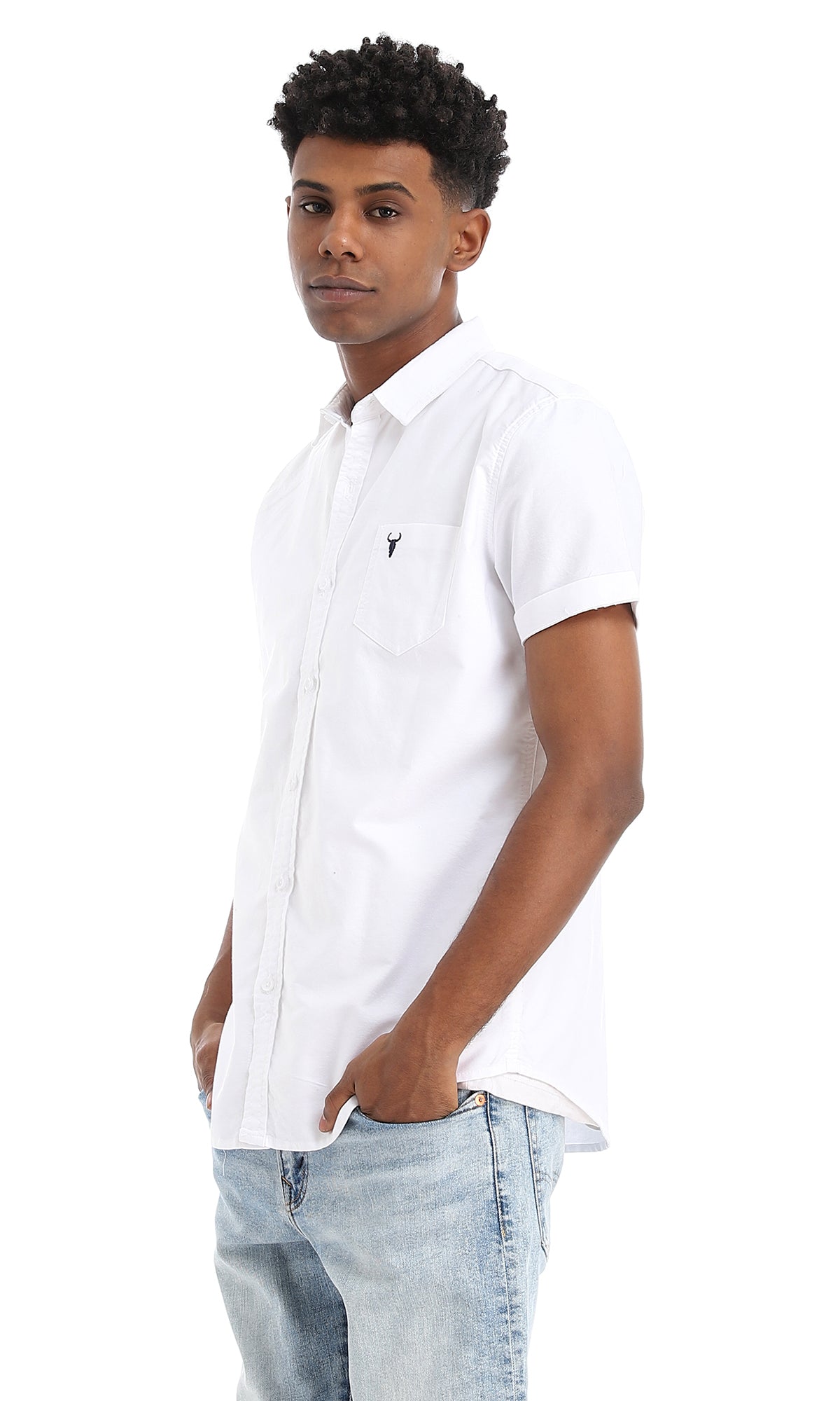 34659 عادي الأساسية قصيرة الأكمام القميص الأبيض