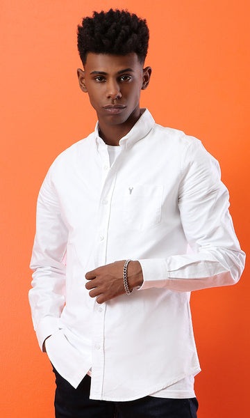 34665 Casual Buttoned Down Basic Shirt - White