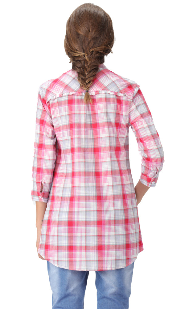 34998 Ruffle Long Shirt - Pink