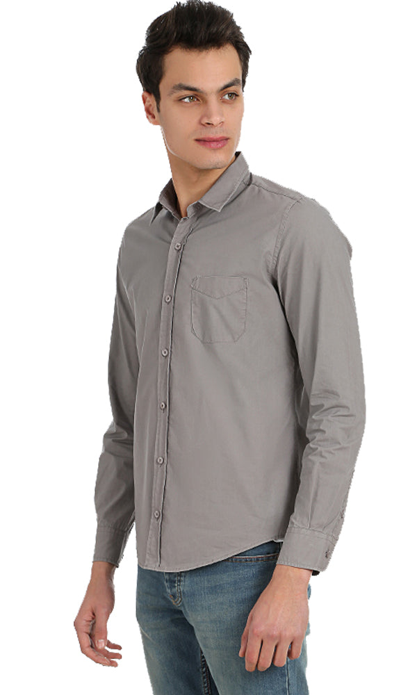 35249 Solid Long Sleeves Shirt - Grey