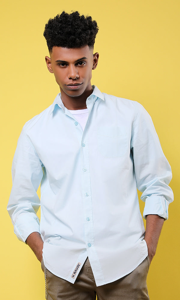 35250 Basic Light Blue Long Sleeves Shirt