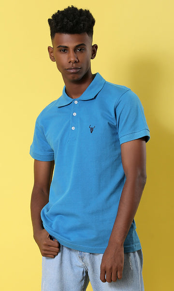 38133 Solid Polo Shirt  - Blue