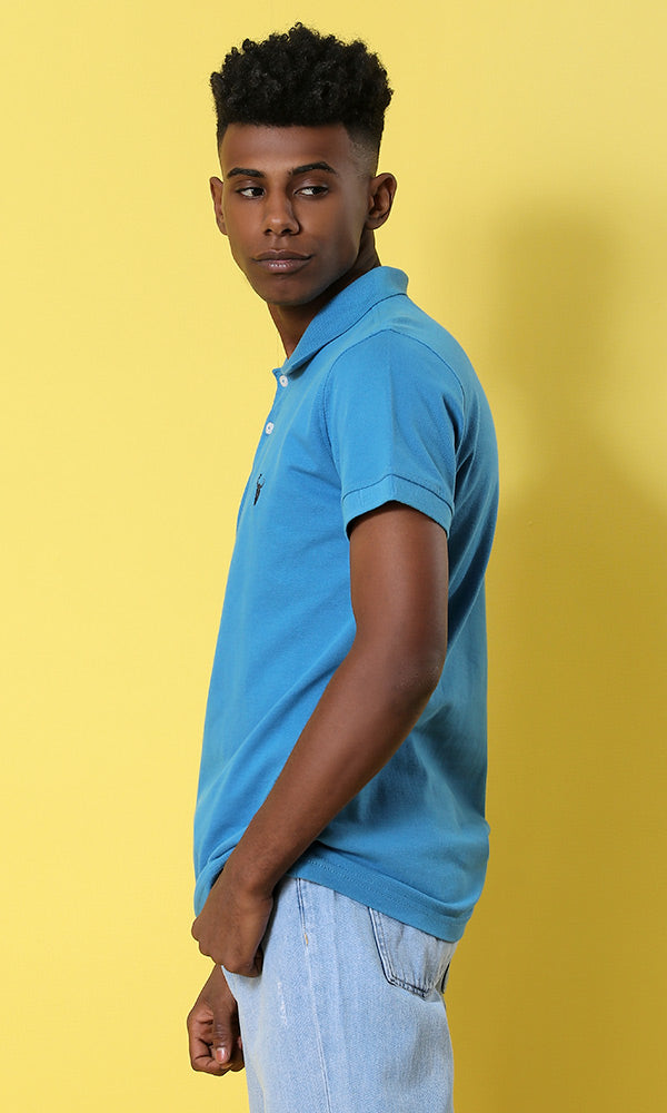 38133 Solid Polo Shirt  - Blue