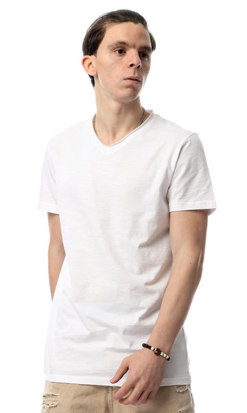 38173 Solid V-Neck T-Shirt - White