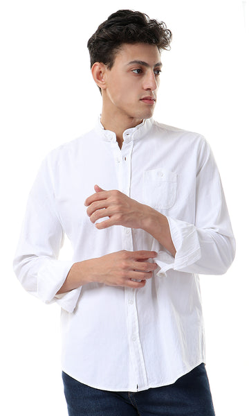38552 Long Sleeves Men Buttoned Shirt - White