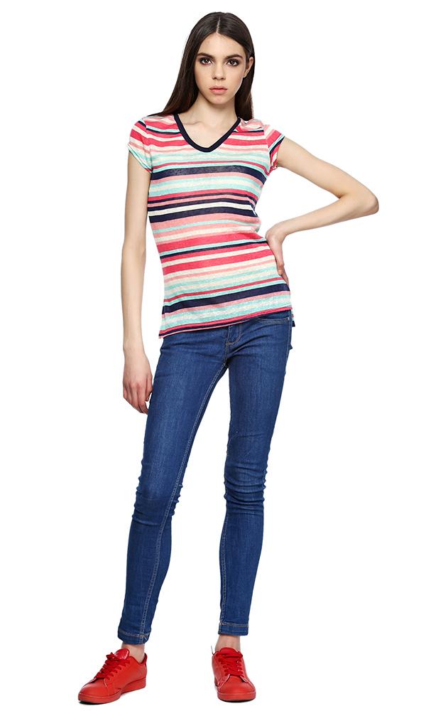 38748 Stripe T-Shirt -Multicolour - Ravin 