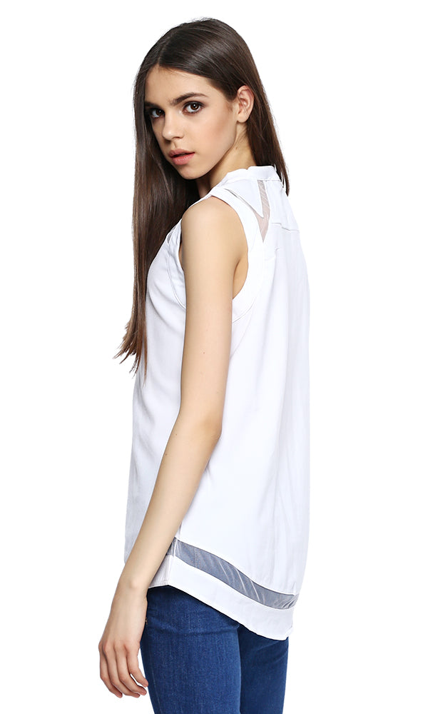 38796 Sheer Panel Top - White