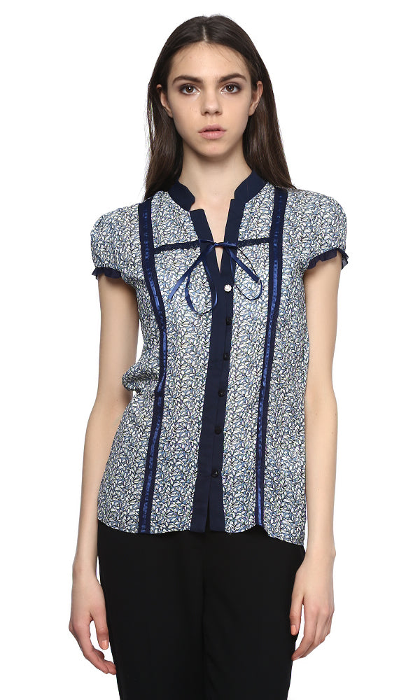 38904 Floral Blouse -Blue Sky