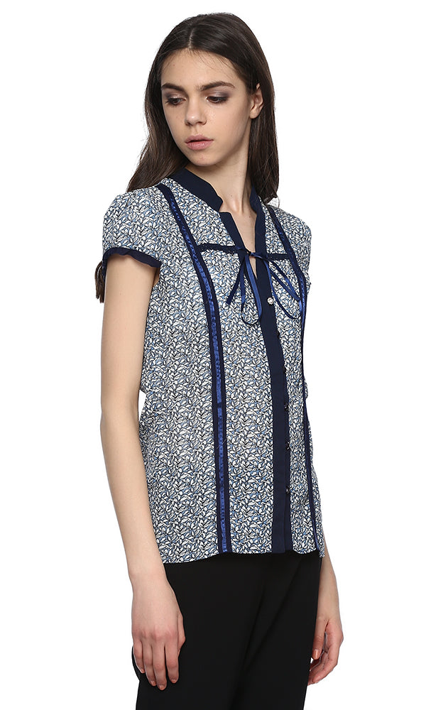 38904 Floral Blouse -Blue Sky