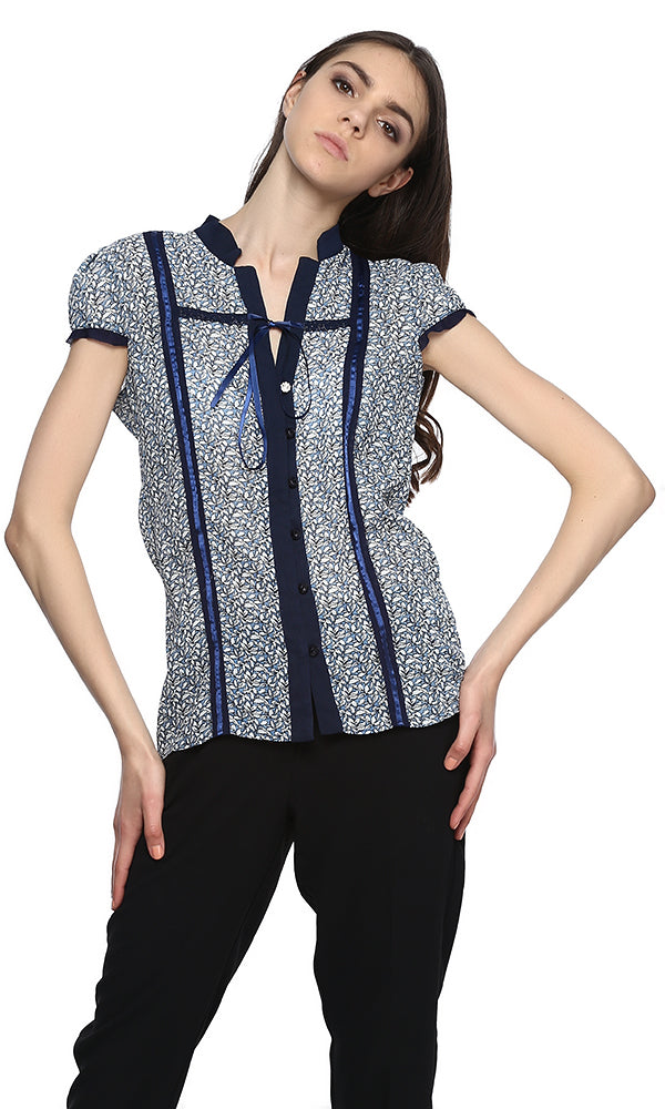 38904 Floral Blouse -Blue Sky