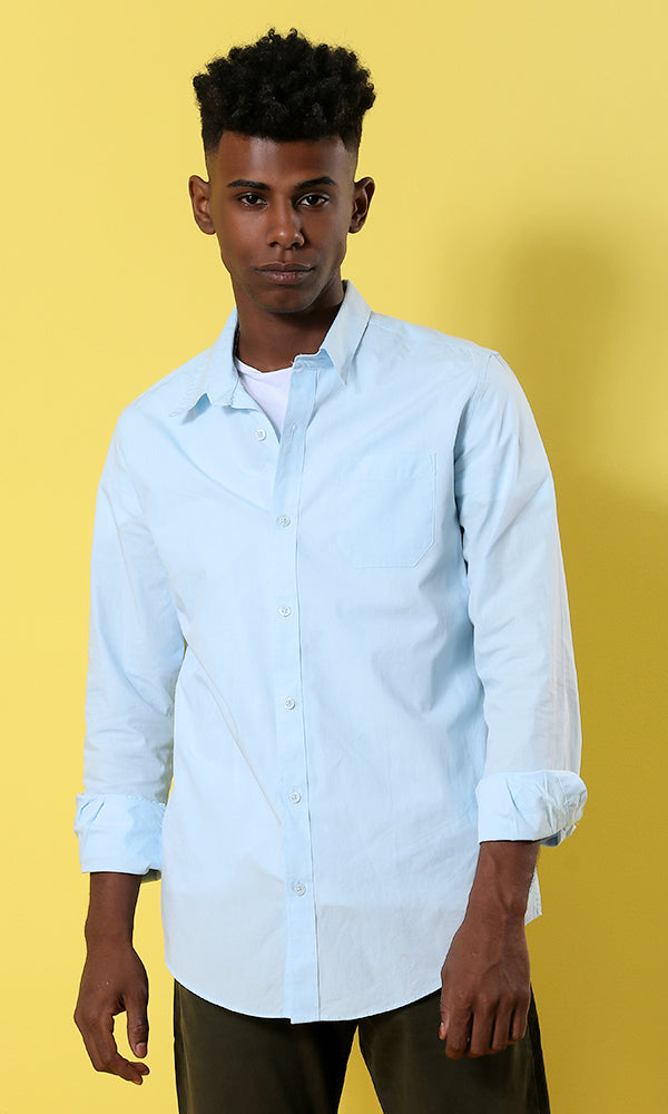 39412 Simple Casual Powder Blue Shirt