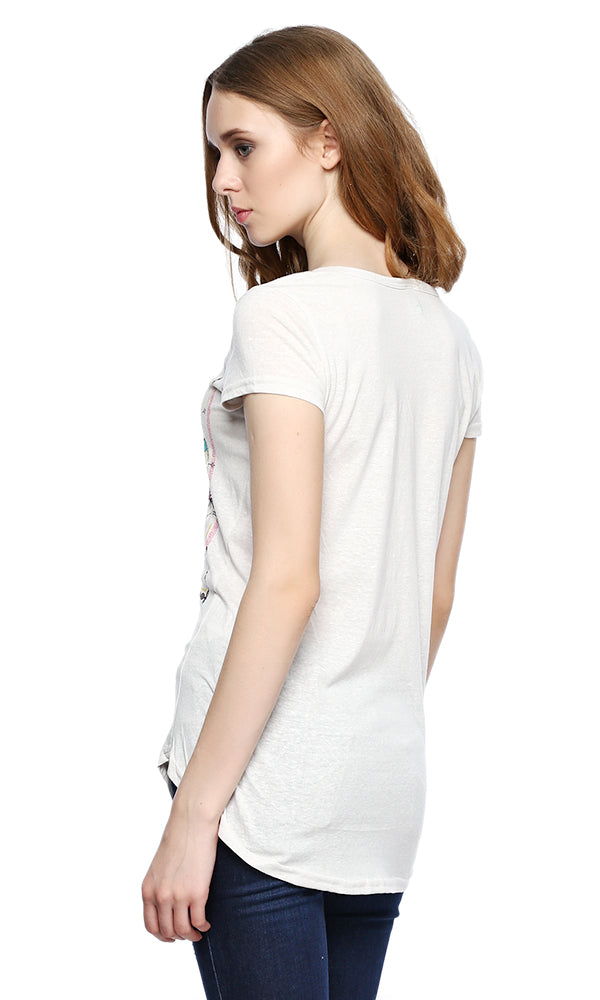 39435 Elephant Printed T-Shirt - Off White