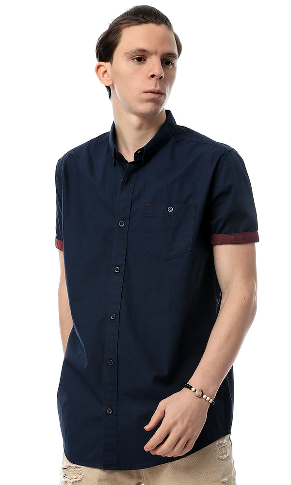 39539 Plain Short Sleeve Shirt -Navy Blue