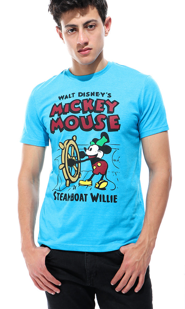 39891 Printed-Mickey Mouse-Short Sleeves Turquoise T-shirt