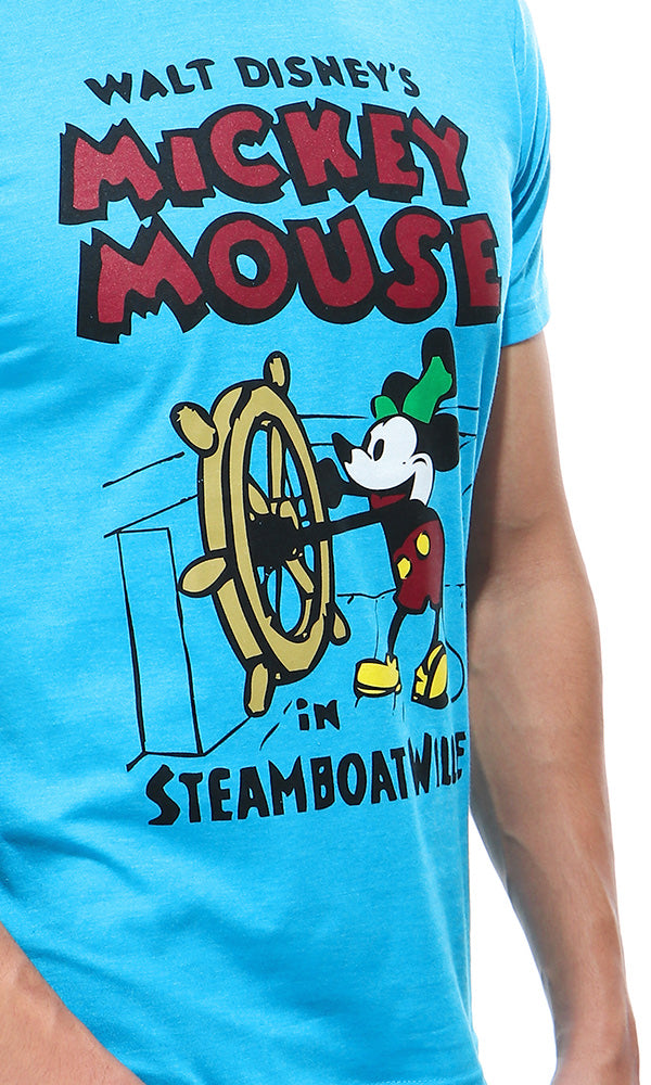 39891 Printed-Mickey Mouse-Short Sleeves Turquoise T-shirt