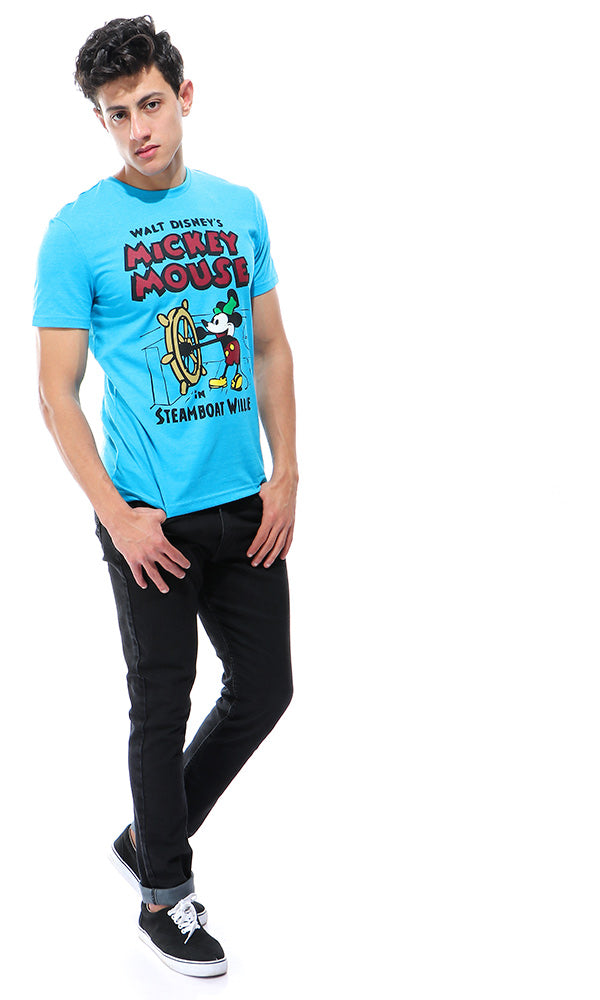 39891 Printed-Mickey Mouse-Short Sleeves Turquoise T-shirt