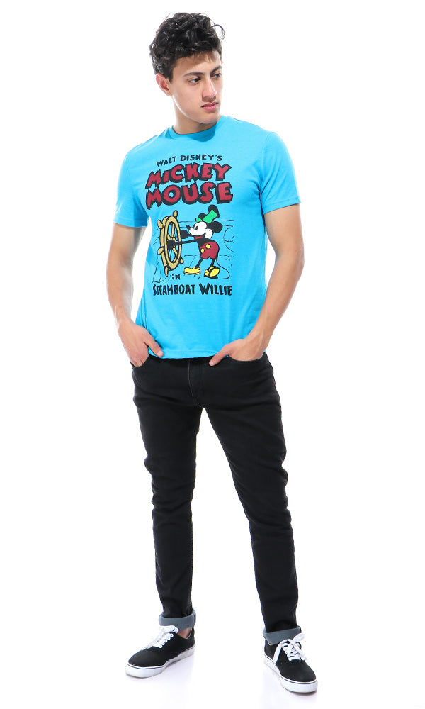 39891 Printed-Mickey Mouse-Short Sleeves Turquoise T-shirt