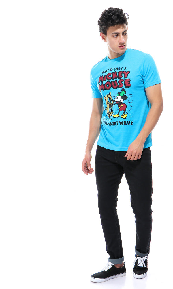 39891 Printed-Mickey Mouse-Short Sleeves Turquoise T-shirt