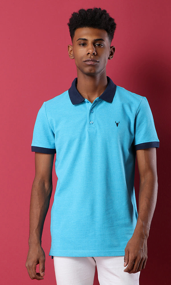 39902 Basic Turquoise Short Sleeves Polo Shirt