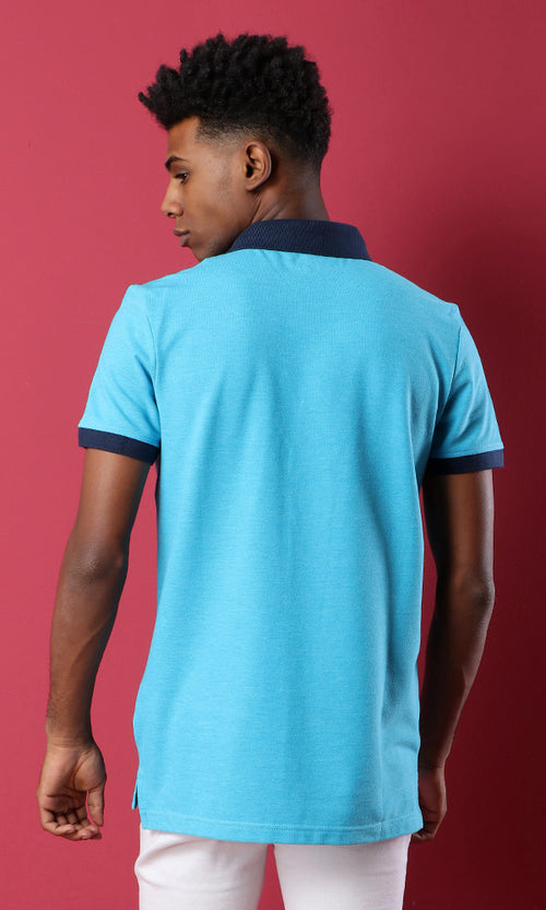 39902 Basic Turquoise Short Sleeves Polo Shirt