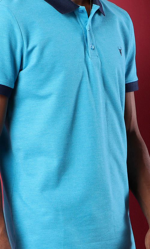 39902 Basic Turquoise Short Sleeves Polo Shirt