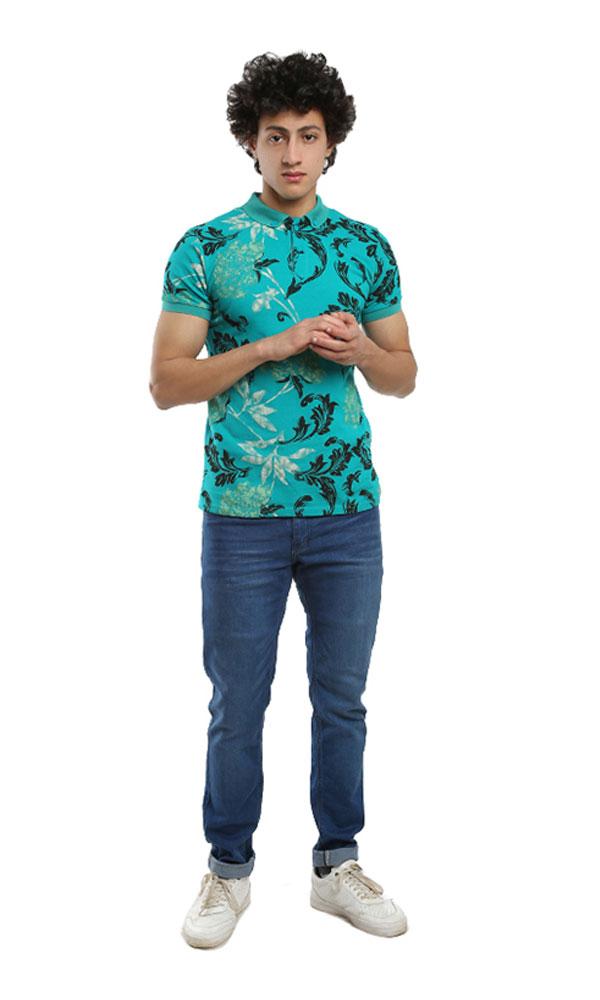 39990 Printed Casual T-shirt – Light Green - Ravin 