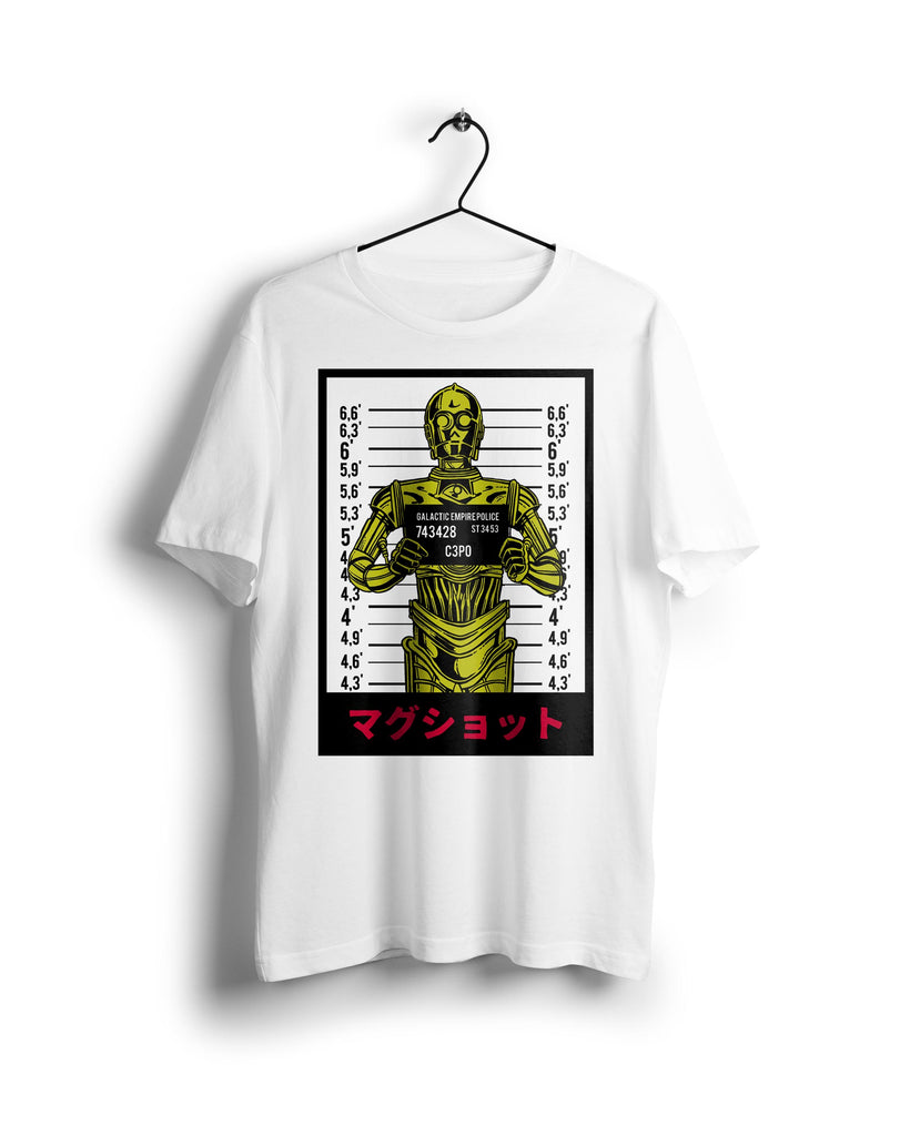 Star wars 3PO Mugshot - Digital Graphics Basic T-shirt White - Ravin 