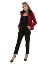 41645 Magnetic Buttons Zipped Burgundy Jacket With Fir Collar