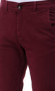42035 Fly Zip Casual Solid Burgundy Pants