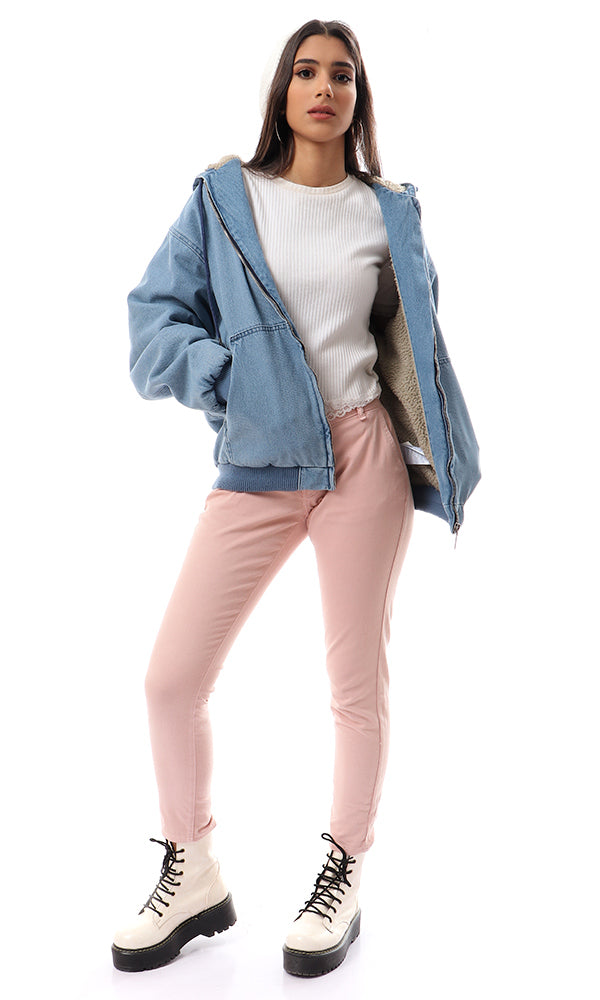 42059 Ankle Length Skinny Peach Rose Gabardine Pants