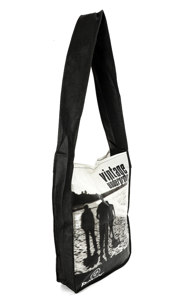 4647 "Vintage Undergorund" Patterned Shopping Bag - Black & Pink
