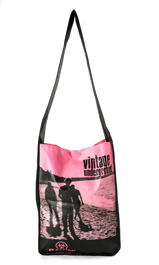 4648 Velcro Patterned Shopping Bag - Pink & Black