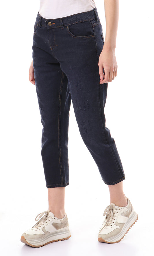 46822 Dark Navy Blue Mom Fit Jeans