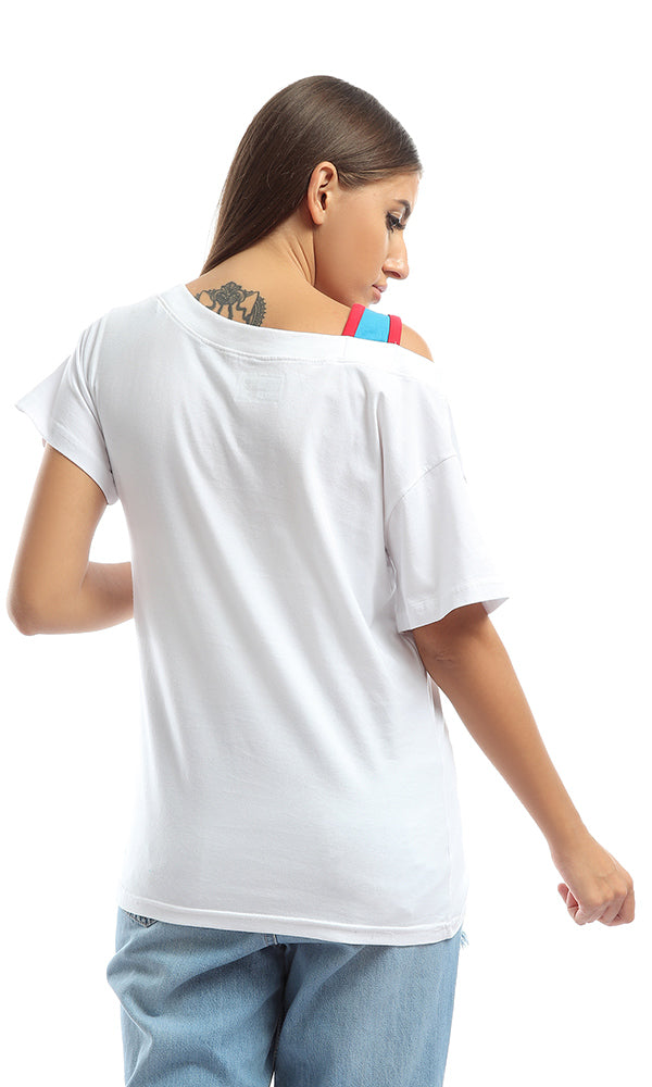 47035 New York Off Shoulder White Tee