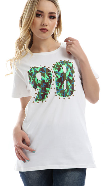 47037 Night Eight Army Pattern Tshirt - White