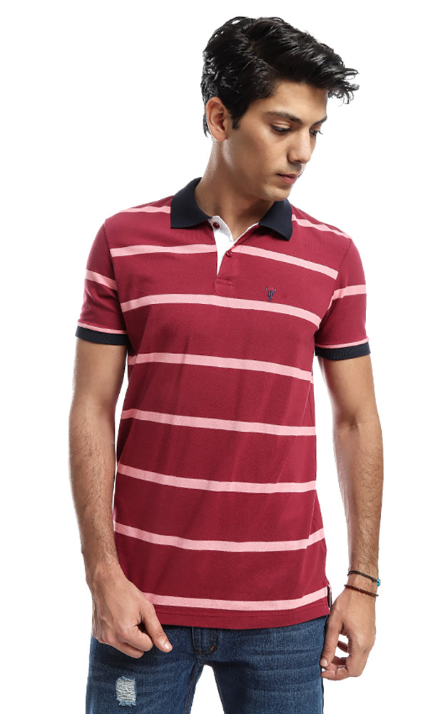 47250 Striped Short Sleeved T-shirt - Dark Fuchsia