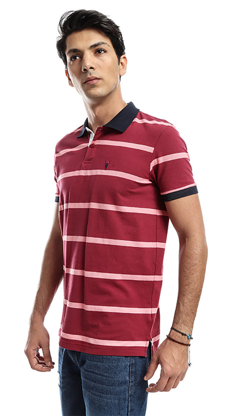 47250 Striped Short Sleeved T-shirt - Dark Fuchsia