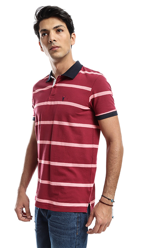 47250 Striped Short Sleeved T-shirt - Dark Fuchsia