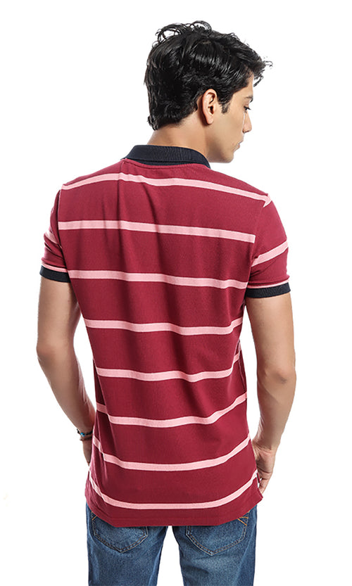 47250 Striped Short Sleeved T-shirt - Dark Fuchsia