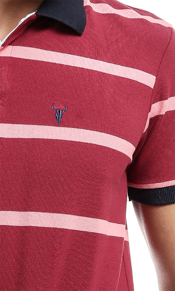 47250 Striped Short Sleeved T-shirt - Dark Fuchsia