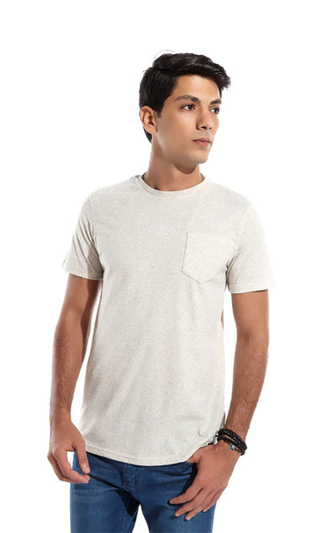 47385 Plain Pocket T-Shirt - Beige