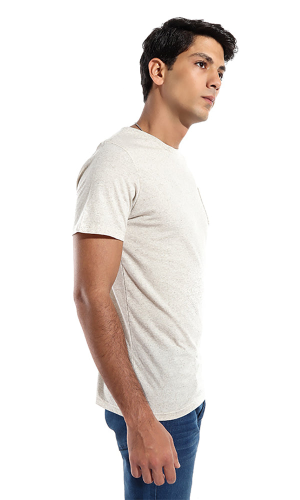 47385 Plain Pocket T-Shirt - Beige