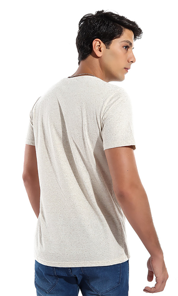 47385 Plain Pocket T-Shirt - Beige