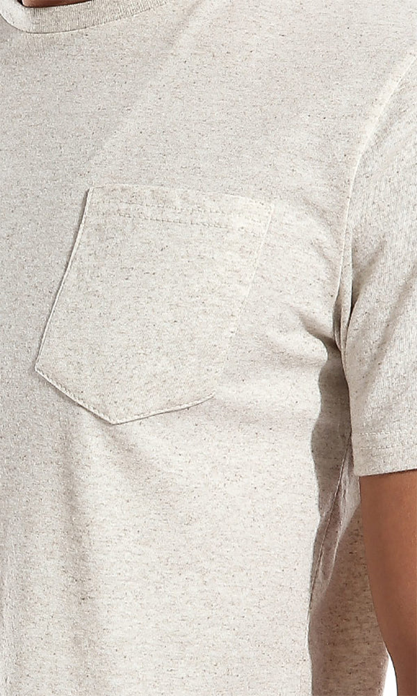 47385 Plain Pocket T-Shirt - Beige