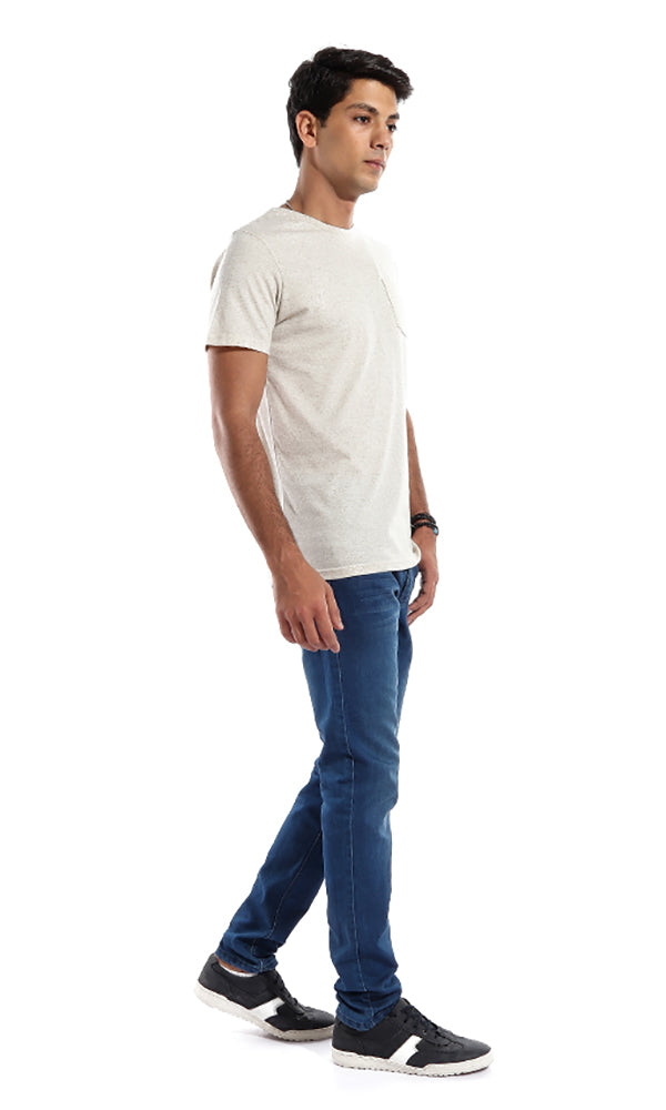 47385 Plain Pocket T-Shirt - Beige