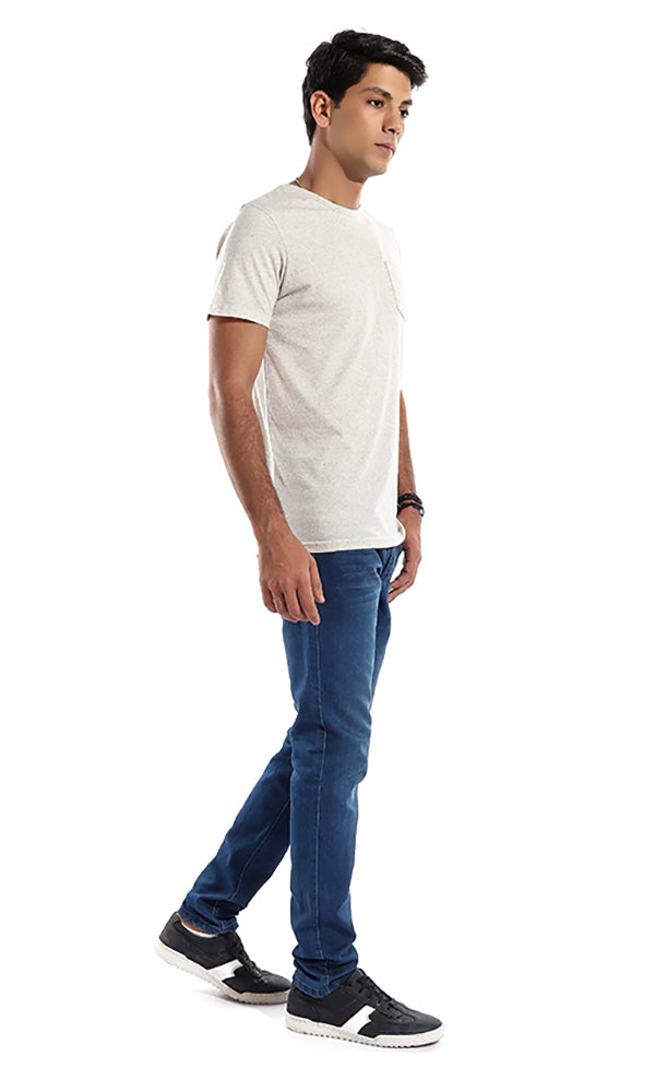 47385 Plain Pocket T-Shirt - Beige