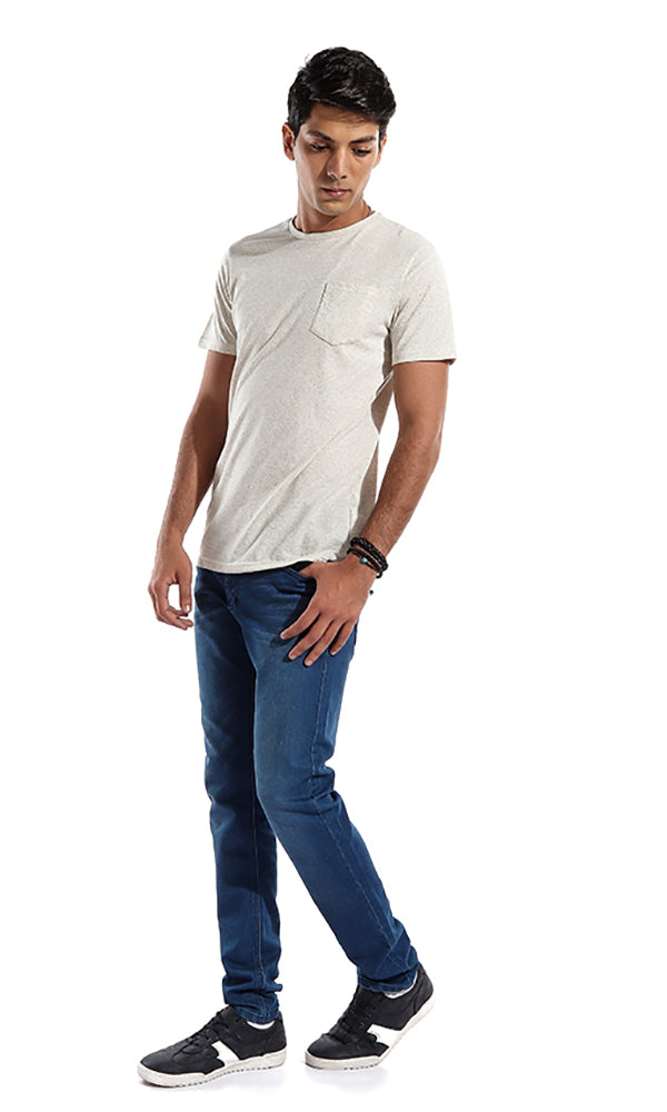 47385 Plain Pocket T-Shirt - Beige