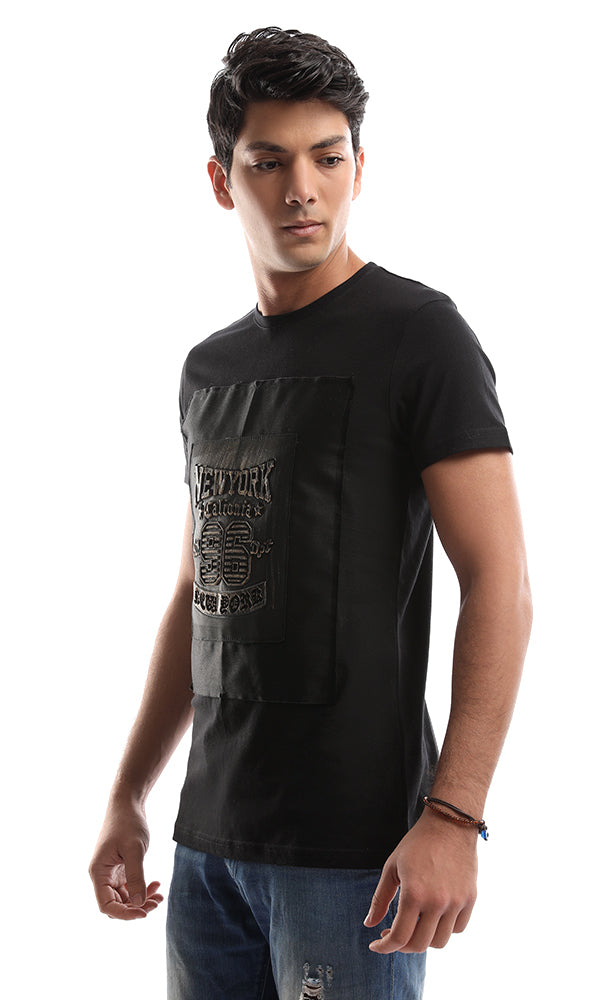 47417 3D NY Calionia Printed Black Tee