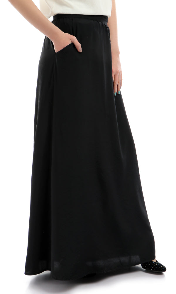 47449 Unique Zipped Cut Solid Classic Skirt