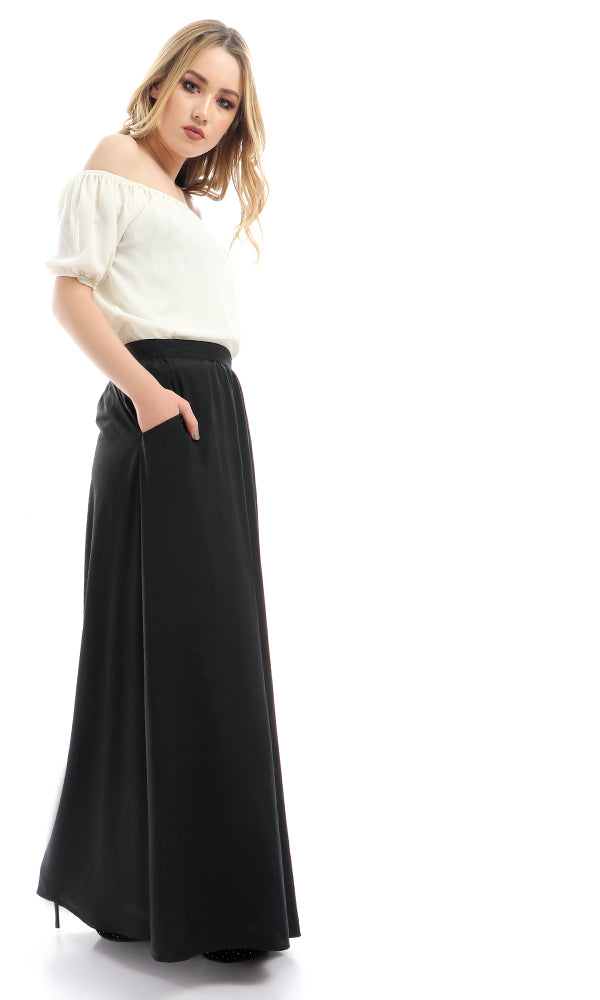 47449 Unique Zipped Cut Solid Classic Skirt